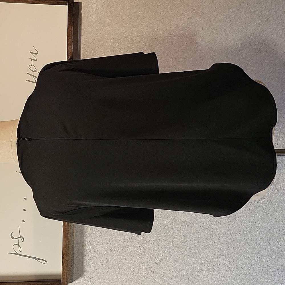 Alfani Black Draped Neck Flutter Sleeve Top - Picture 3 of 12